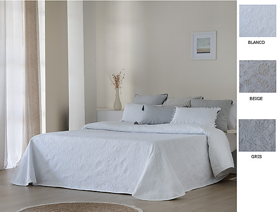 Confecciones Paula - Colcha Jacquard Tejeda color Beige, Blanco o Gris