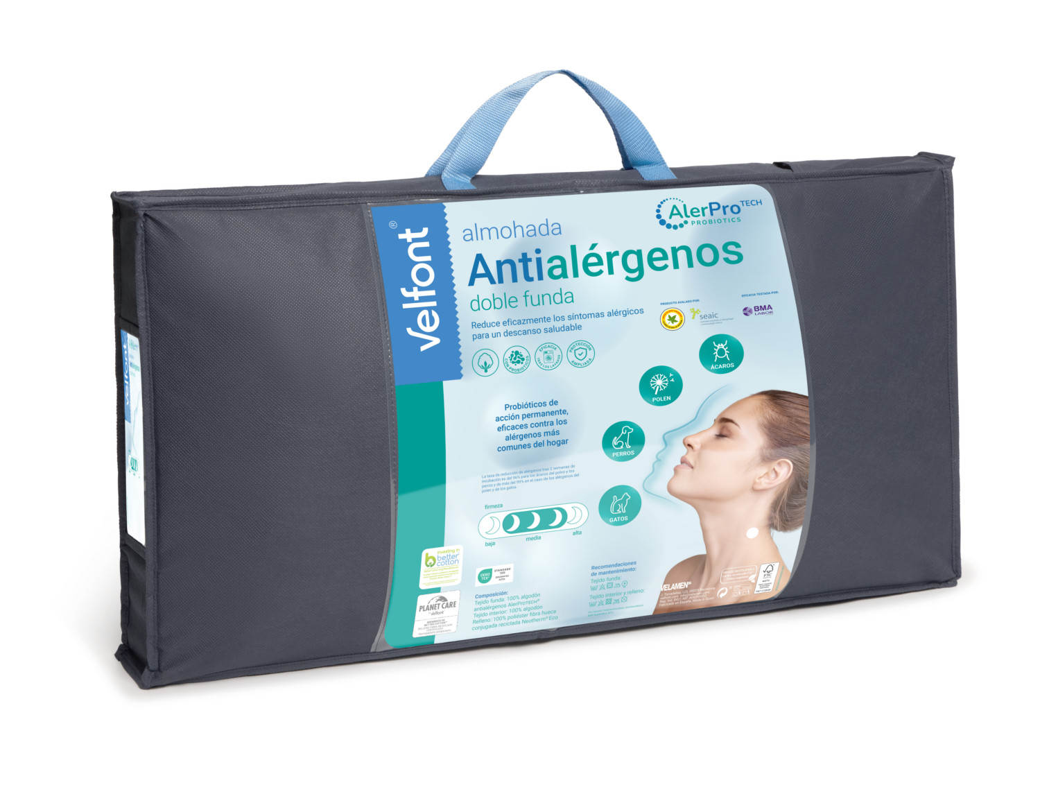 Velfont Almohada Antialérgenos ribete doble funda. Firmeza Media (disponible a partir 15 de marzo)