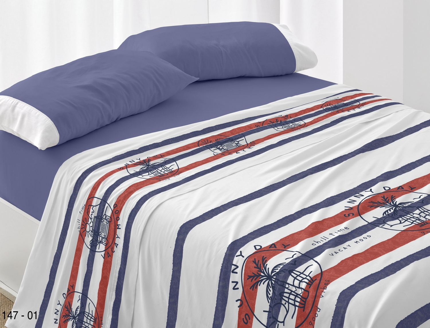 Burrito Blanco Juego de cama 147 color Azul Marino