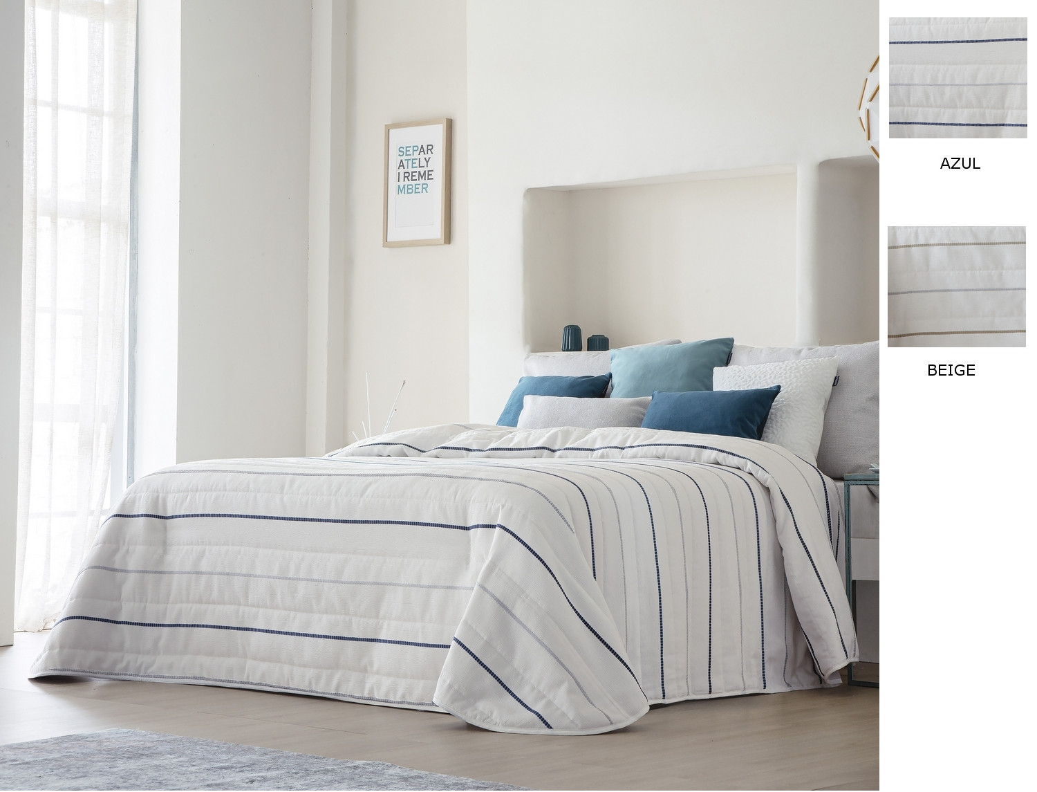 FunDeco Bouti Jacquard 80gr Donal con funda/s de cojín color Azul o Beige