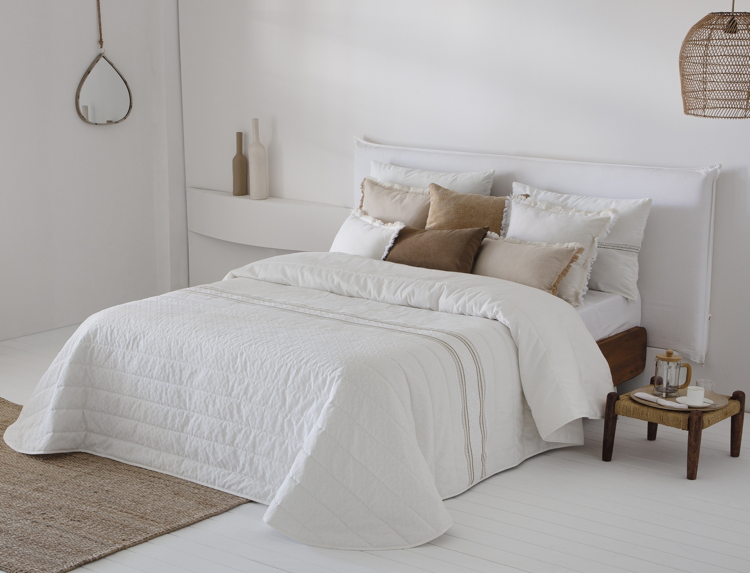 FunDeco Bouti Jacquard 80gr Caeli con funda/s de cojín color Natural