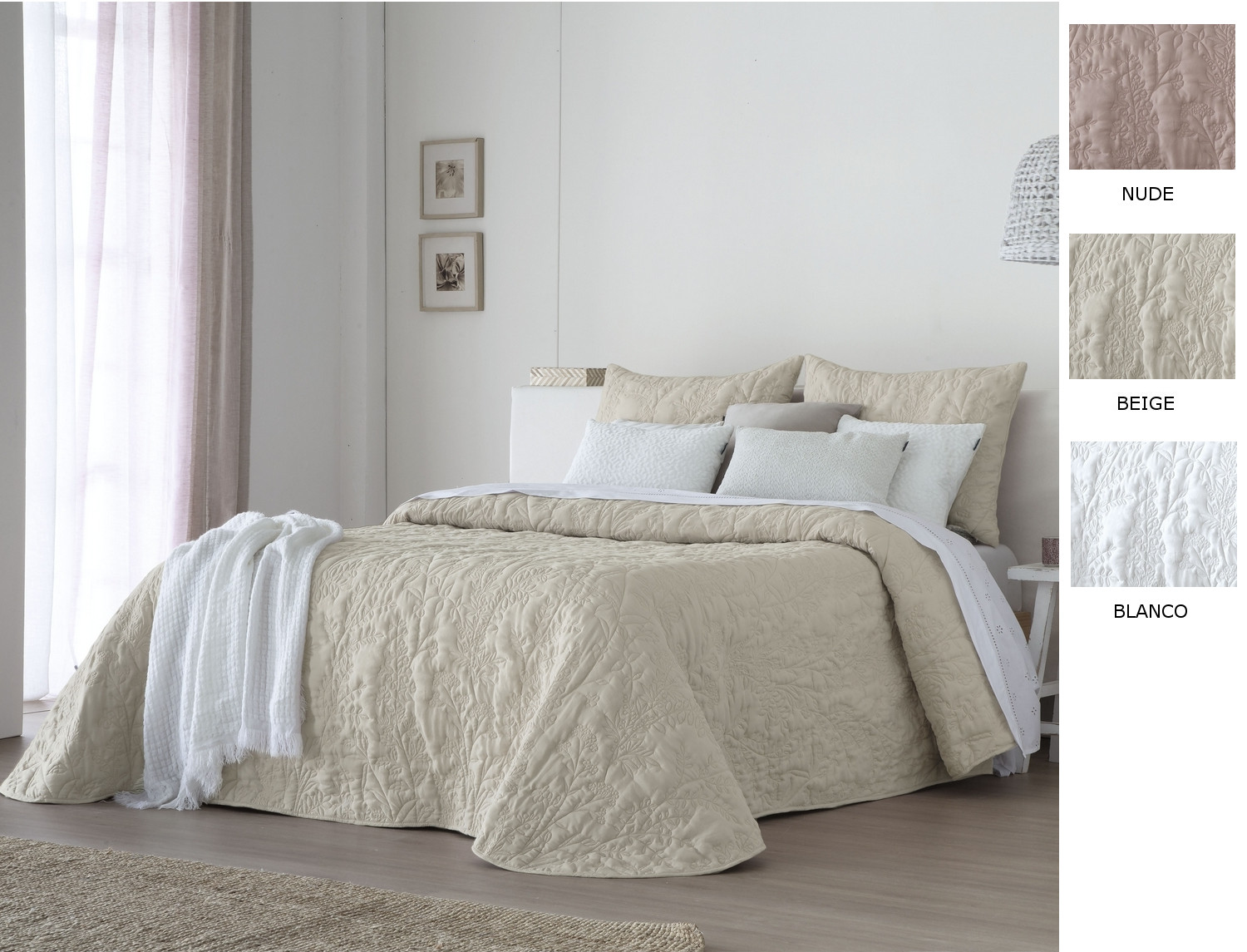 FunDeco Bouti 150gr Briana con funda/s de cojín color Beige, Blanco o Nude