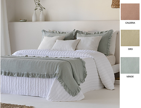 Sandeco - Pack plaid Siena (pie de cama) y 2 fundas de cojín de 50x70cm