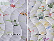 Colcha con relleno fino Quito con funda/s de cojín color 01 fondo blanco o 02 fondo lino
