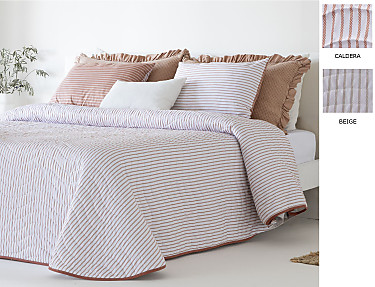 Sandeco - Colcha con relleno fino Quevedo con funda/s de cojín color 01 Beige o 02 Caldera