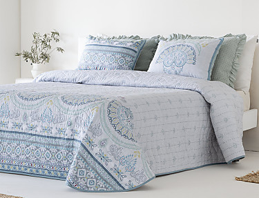 Sandeco - Colcha con relleno fino Duran con fundas de cojín