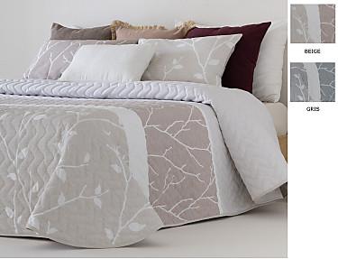 Sandeco - Colcha Jacquard con relleno fino Cancún y fundas de cojín color 01 Gris o 02 Beige