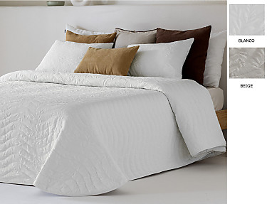 Sandeco - Colcha Jacquard con relleno fino Cali color 01 Blanco o 02 Beige