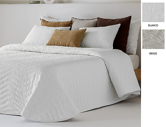 Sandeco - Colcha Jacquard con relleno fino Cali color 01 Blanco o 02 Beige