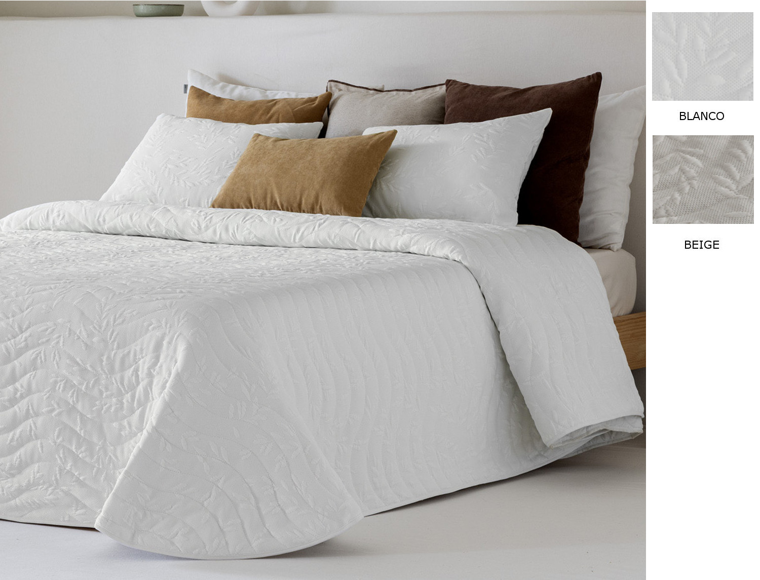 Sandeco Colcha Jacquard con relleno fino Cali color 01 Blanco o 02 Beige