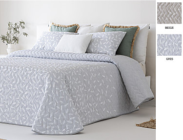 Sandeco - Colcha Jacquard con relleno fino Salta y fundas de cojín color 01 Gris o 02 Beige
