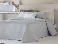 Colcha Jacquard Reversible con fundas de cojín Sicos 01 Gris/Blanco ó 02 Beige/Blanco