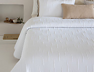 Colcha Jacquard Reversible con fundas de cojín Merino color Beige/Blanco