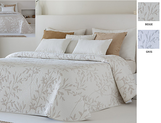 Sandeco - Colcha Jacquard Reversible Leticia color 01 Gris ó 02 Beige