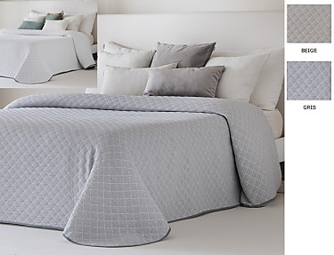 Sandeco - Colcha Jacquard Reversible Medellin color 01 Gris/Blanco ó 02 Beige natural/Blanco