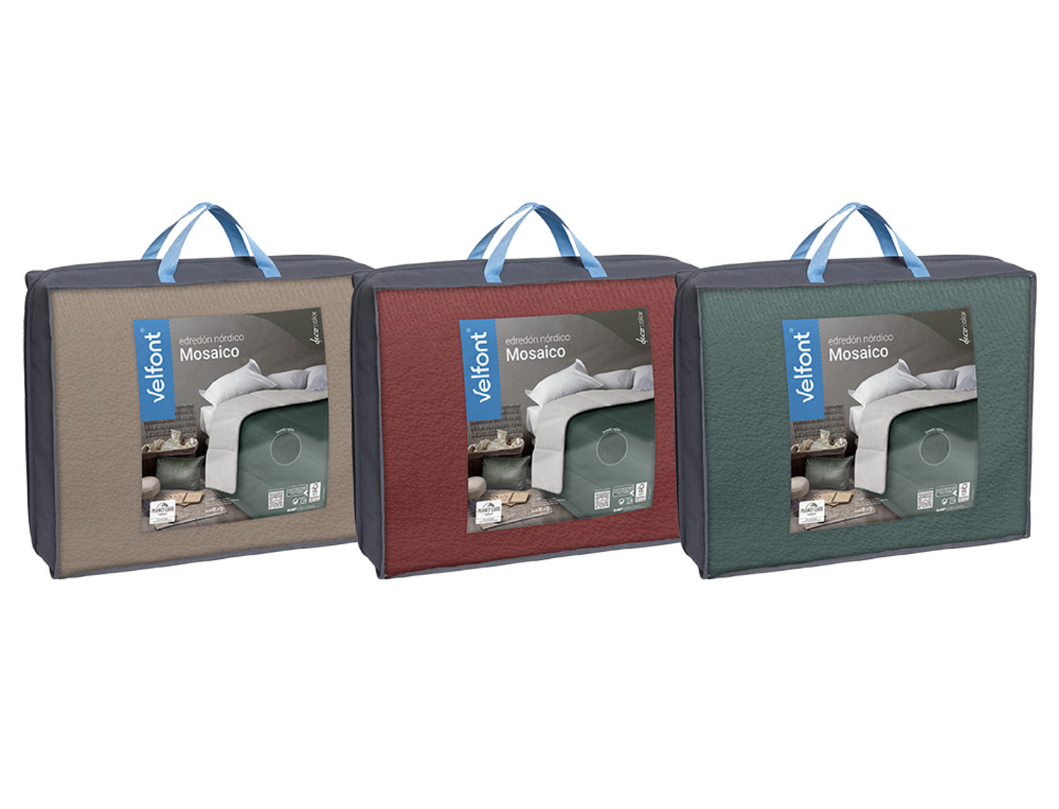 Velfont Edredón Reversible Mosaico color Burdeos, Menta o Taupé