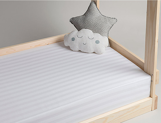 Velfont - Funda de colchón de cuna 100% algodón raso labrado