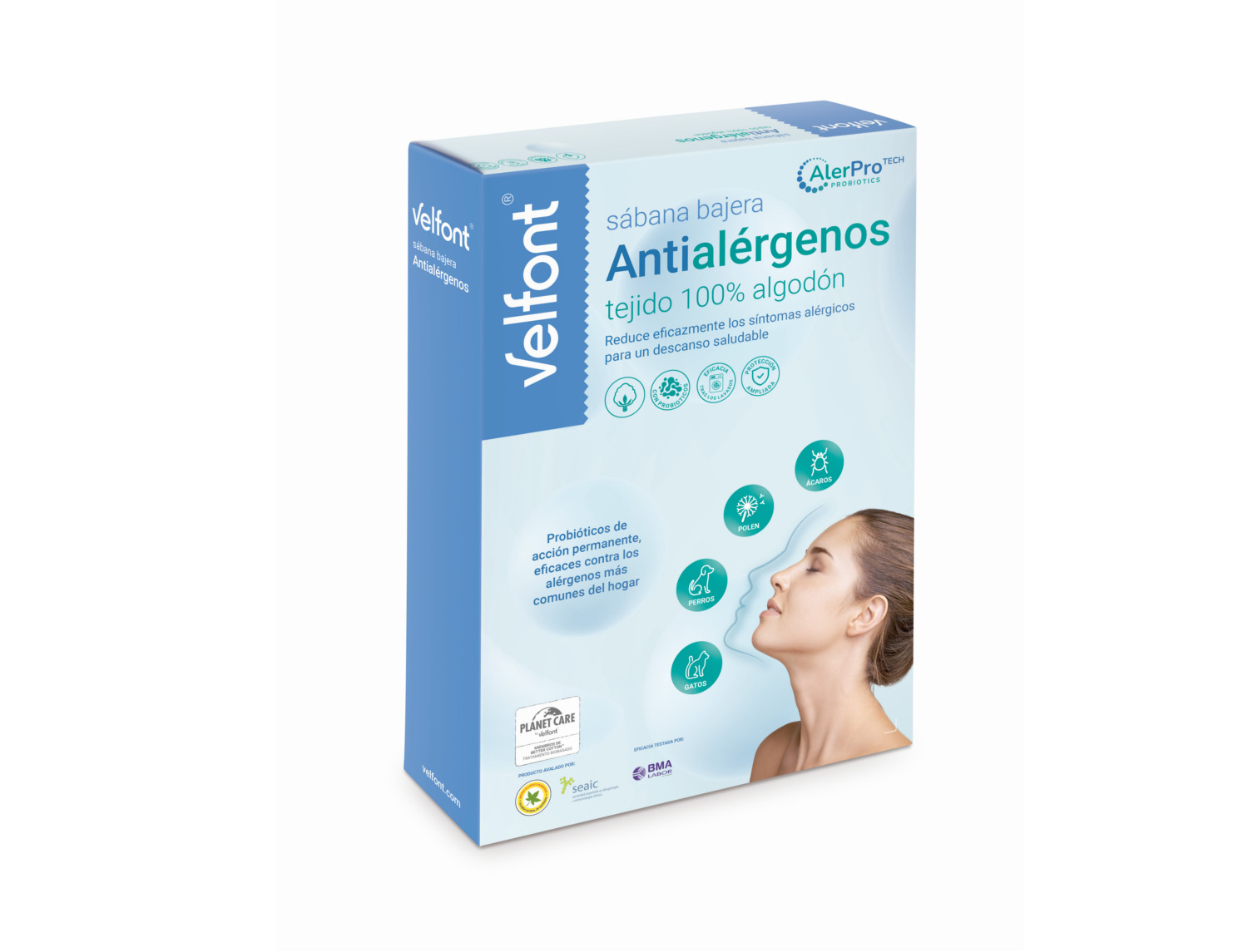 Velfont Bajera ajustable 100% algodón punto Antialérgenos medida especial colchón 200x200