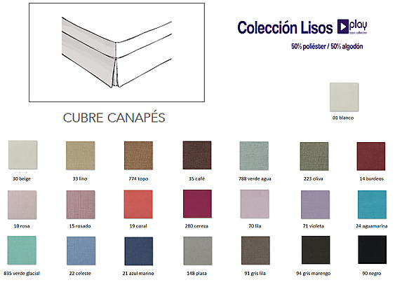 Cañete - Cubrecanapé lisos Play Basic 50/50 medida especial y 3 volantes