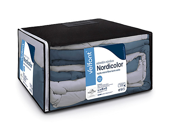 Velfont - Edredón Reversible Bicolor Denver Color Azul/Perla cama 90 últimas unidades