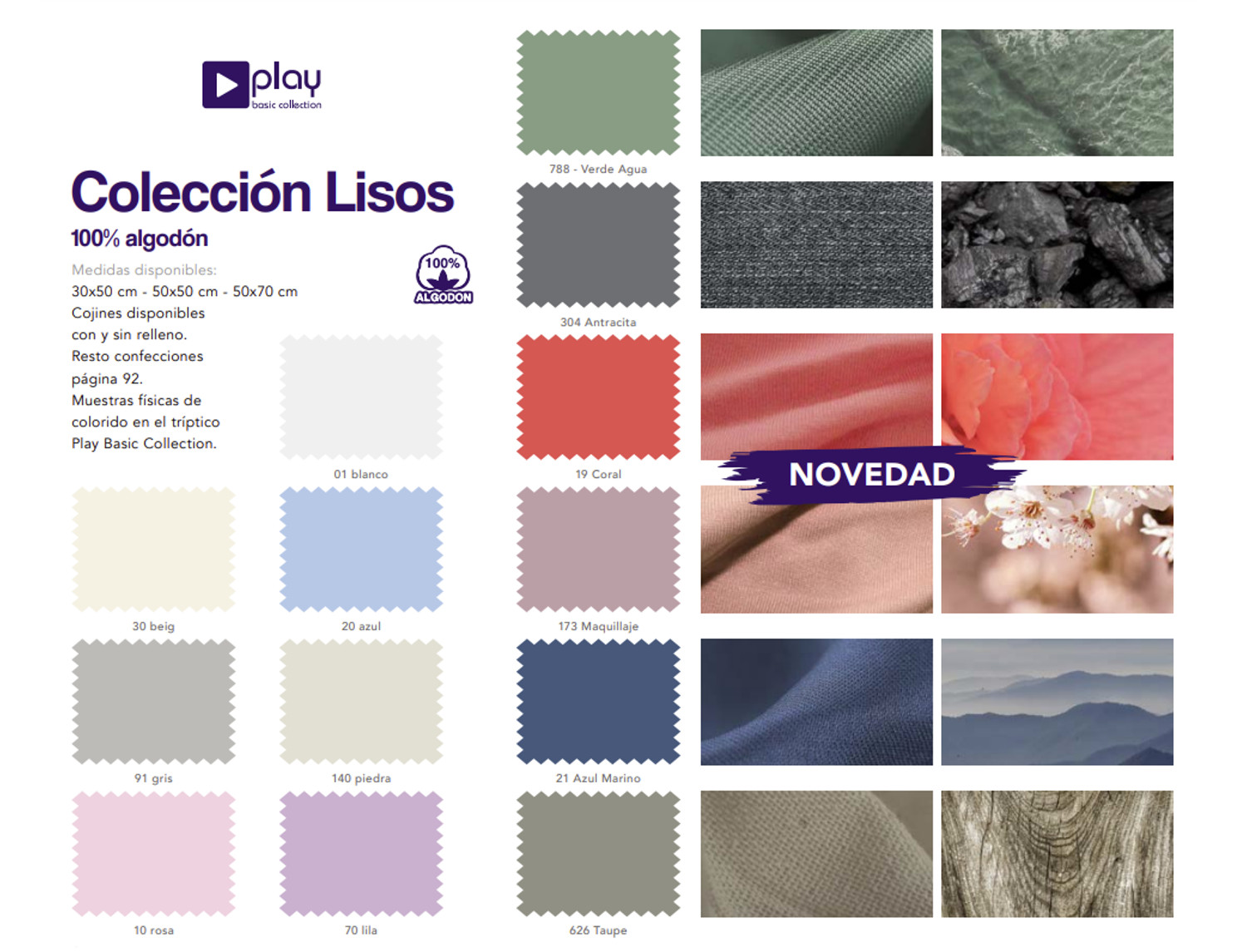Cañete Cojín con relleno Lisos Play Basic 100% Algodón