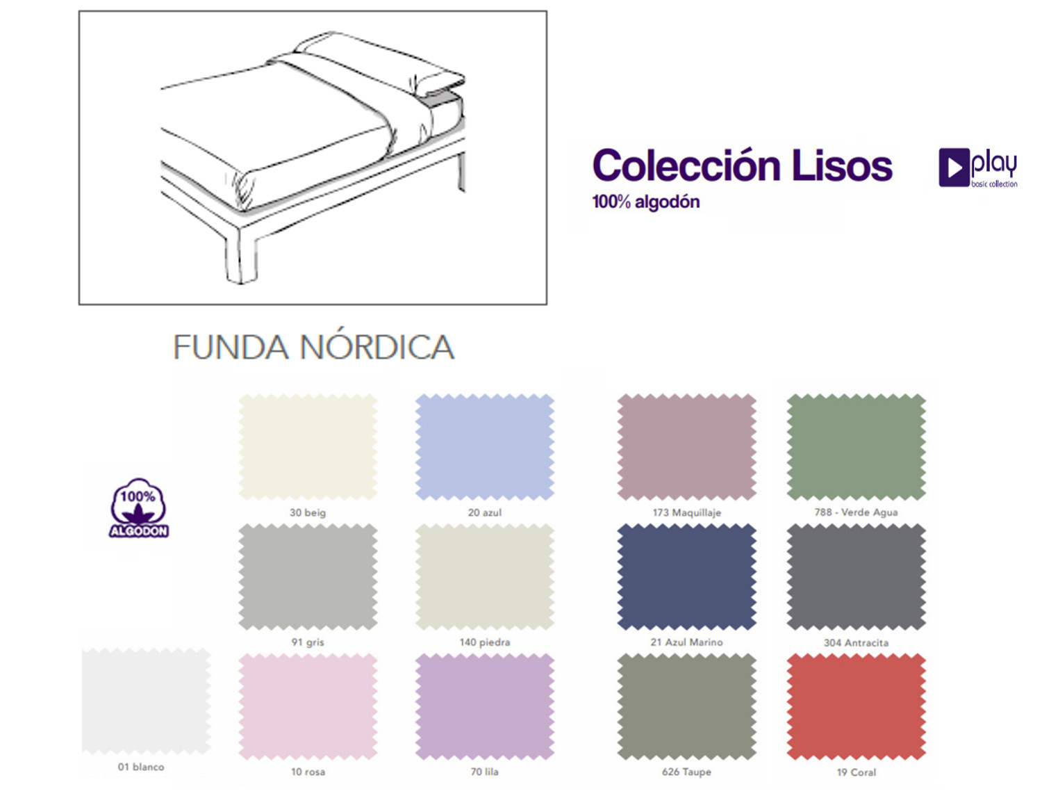 Cañete Funda nórdica Lisos Play Basic 100% Algodón