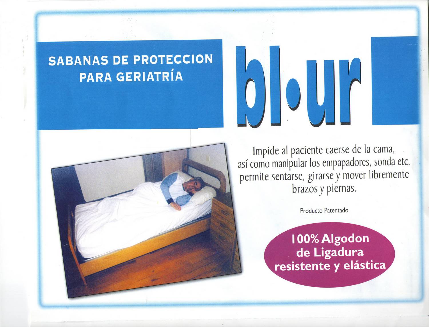 BLUR Sabana de Seguridad Geriatria Ajustable Adulto Cama de 90