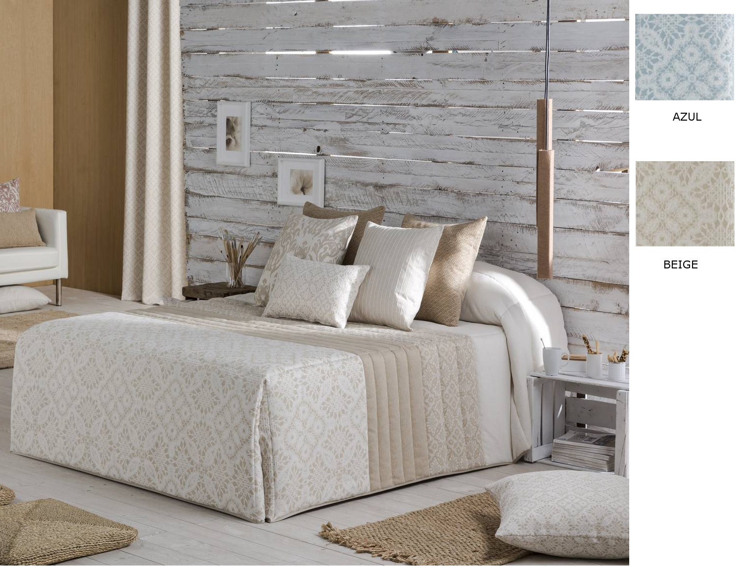 Confecciones Paula Edredón Conforter Jacquard Trípoli color Azul o Beige