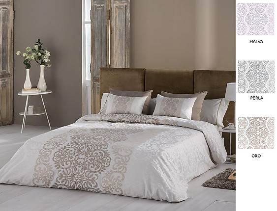 JVR - Funda nórdica Jacquard Glamour color Malva, Oro o Perla