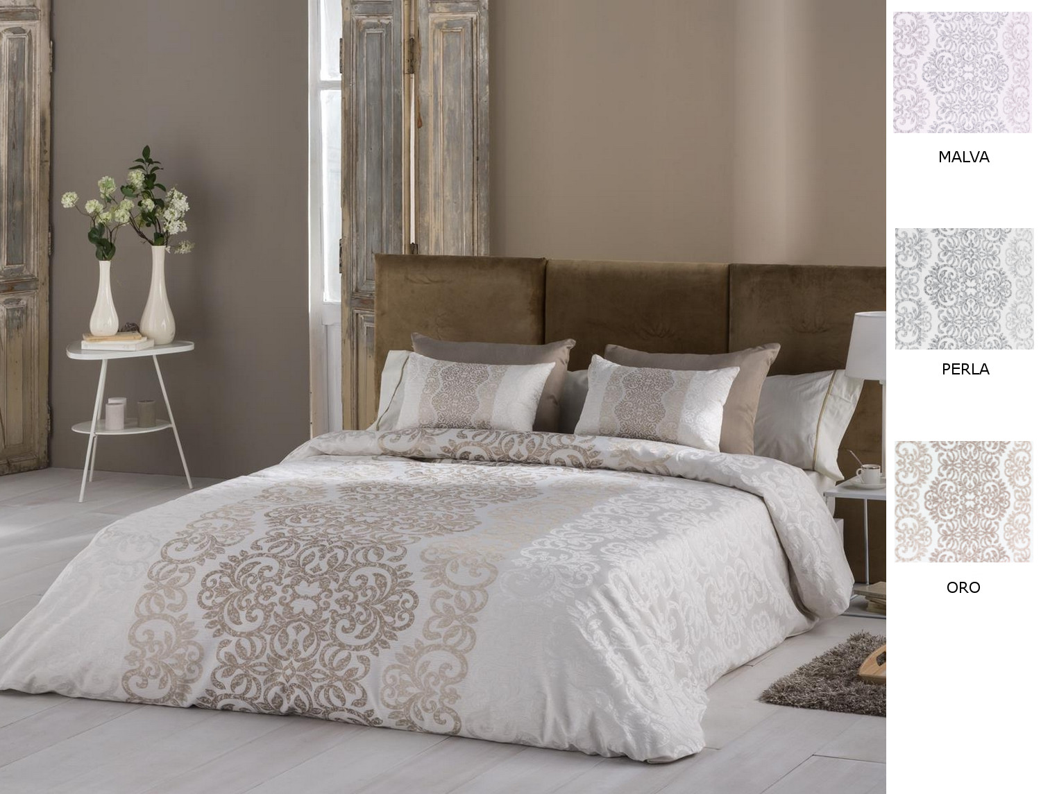 JVR Funda nórdica Jacquard Glamour color Malva, Oro o Perla