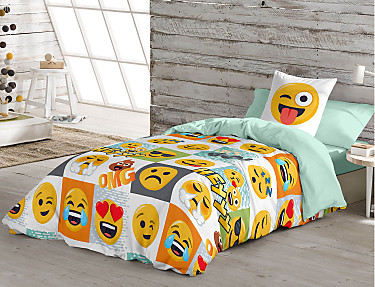 Euromoda - Funda nórdica 100% Algodón Emoji Hey Euromoda Funda nórdica 100% Algodón Emoji Hey