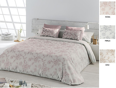 JVR - Funda nórdica Jacquard Fantasy Oro, Perla y Rosa