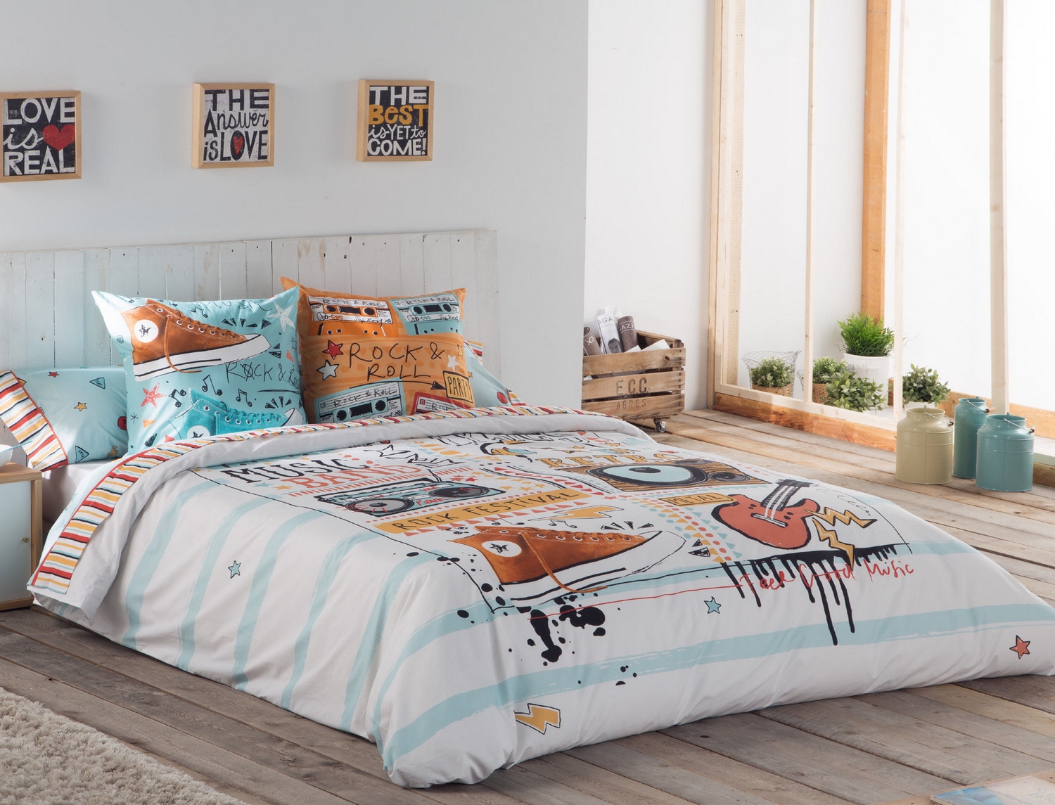 JVR Funda nórdica 100% algodón Music Multicolor