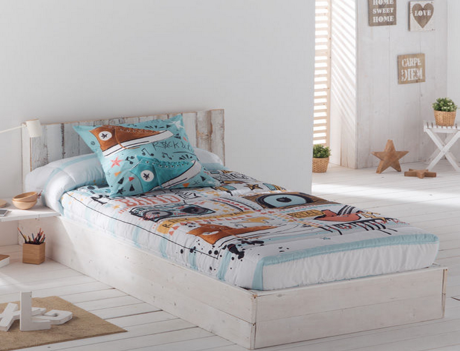 JVR Edredón Ajustable 100% algodón Music Multicolor