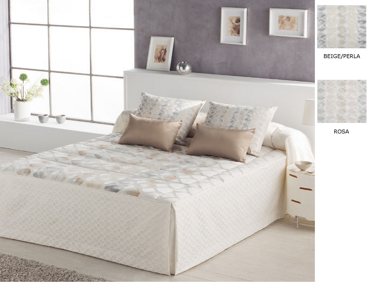 JVR Colcha edredón Jacquard Yara color Rosa o Rosa o Perla Desierto