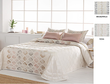 JVR - Edredón bouti doble relleno Jacquard Yara color Rosa o Perla Desierto