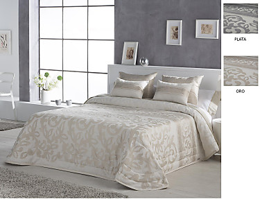 JVR - Edredón bouti doble relleno Jacquard Amalfi color Oro o Plata