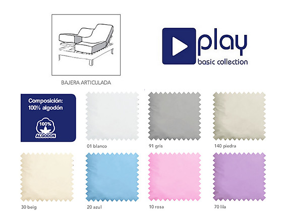 Cañete Bajera ajustable cama articulada Lisos 100% Algodón Play Basic Collection con largo especial Cañete - Bajera ajustable cama articulada Lisos 100% Algodón Play Basic Collection con largo especial
