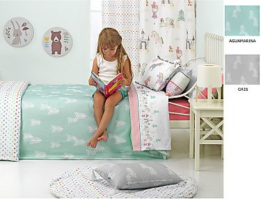 Cañete - Funda nórdica Puu A color Aguamarina o Gris