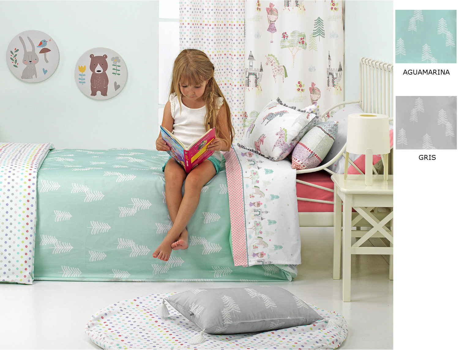 Cañete Funda nórdica Puu A color Aguamarina o Gris