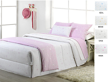 Cañete - Edredón o Conforter Kalo fondo blanco en Azul, Beige, Gris o Rosa