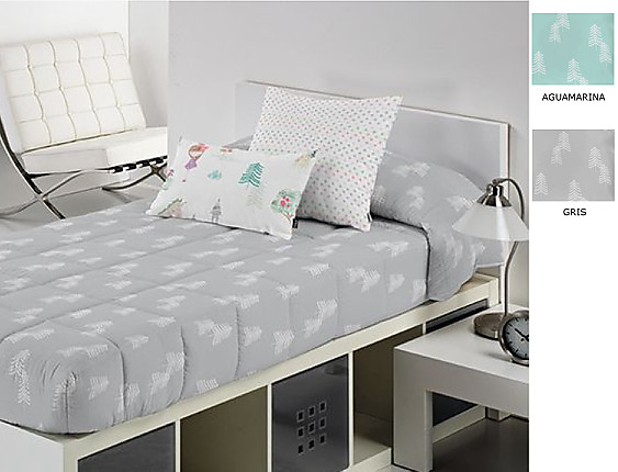 Cañete - Edredón ajustable Puu color Aguamarina o Gris