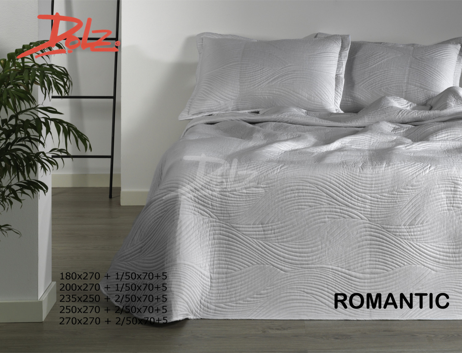 Dolz Colcha Dolz con relleno fino y fundas de cojín Romantic