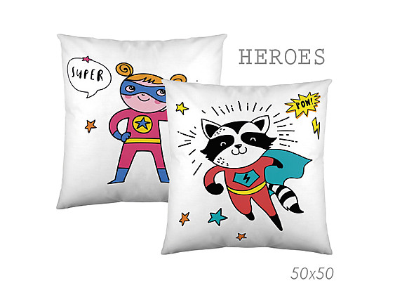 Euromoda Naturals - Cojín reversible Heroes Naturals 50x50 Oferta fin de existencias