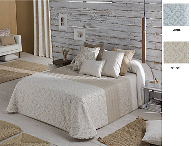 Confecciones Paula - Edredón bouti Jacquard Trípoli doble relleno (200 gr) color Azul o Beige
