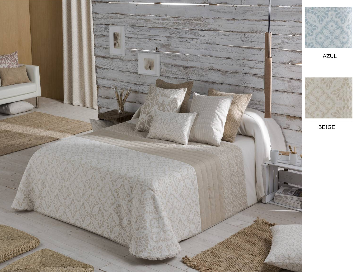 Confecciones Paula Edredón bouti Jacquard Trípoli doble relleno (200 gr) color Azul o Beige