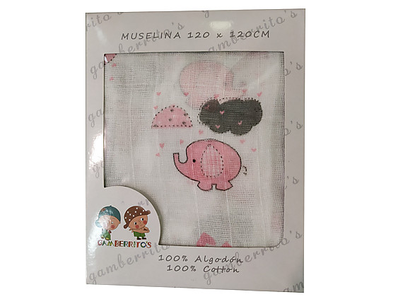 Gamberritos - Muselina Elefante rosa 10364