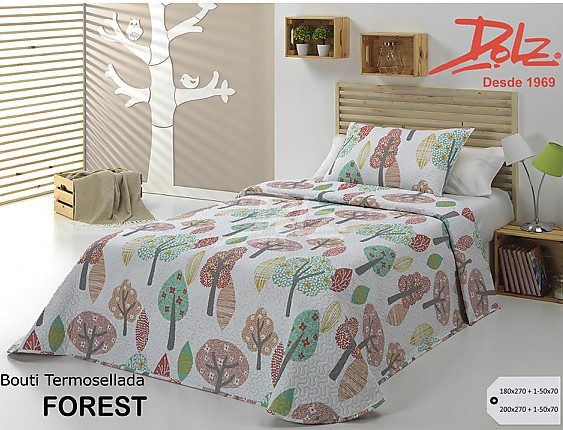 Dolz - Colcha con relleno fino y funda de cojín Forest