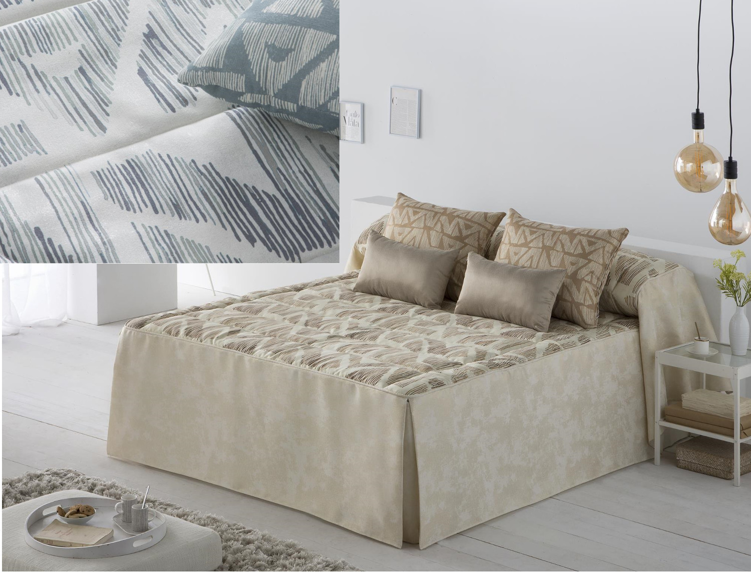 JVR Colcha de verano Jacquard Nayla color Perla cama de 90 Oferta fin de Existencias