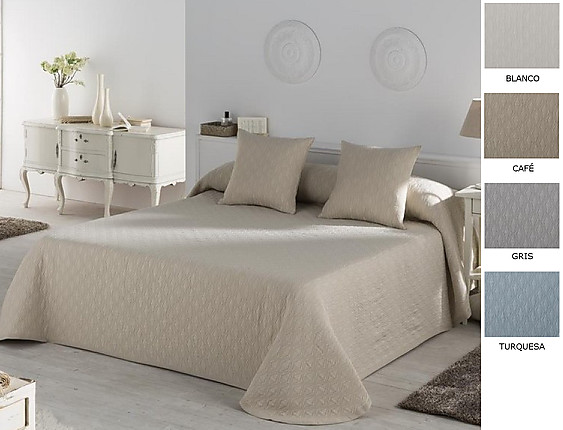 JVR - Colcha Piqué Happy color Blanco, Café, Gris o Turquesa